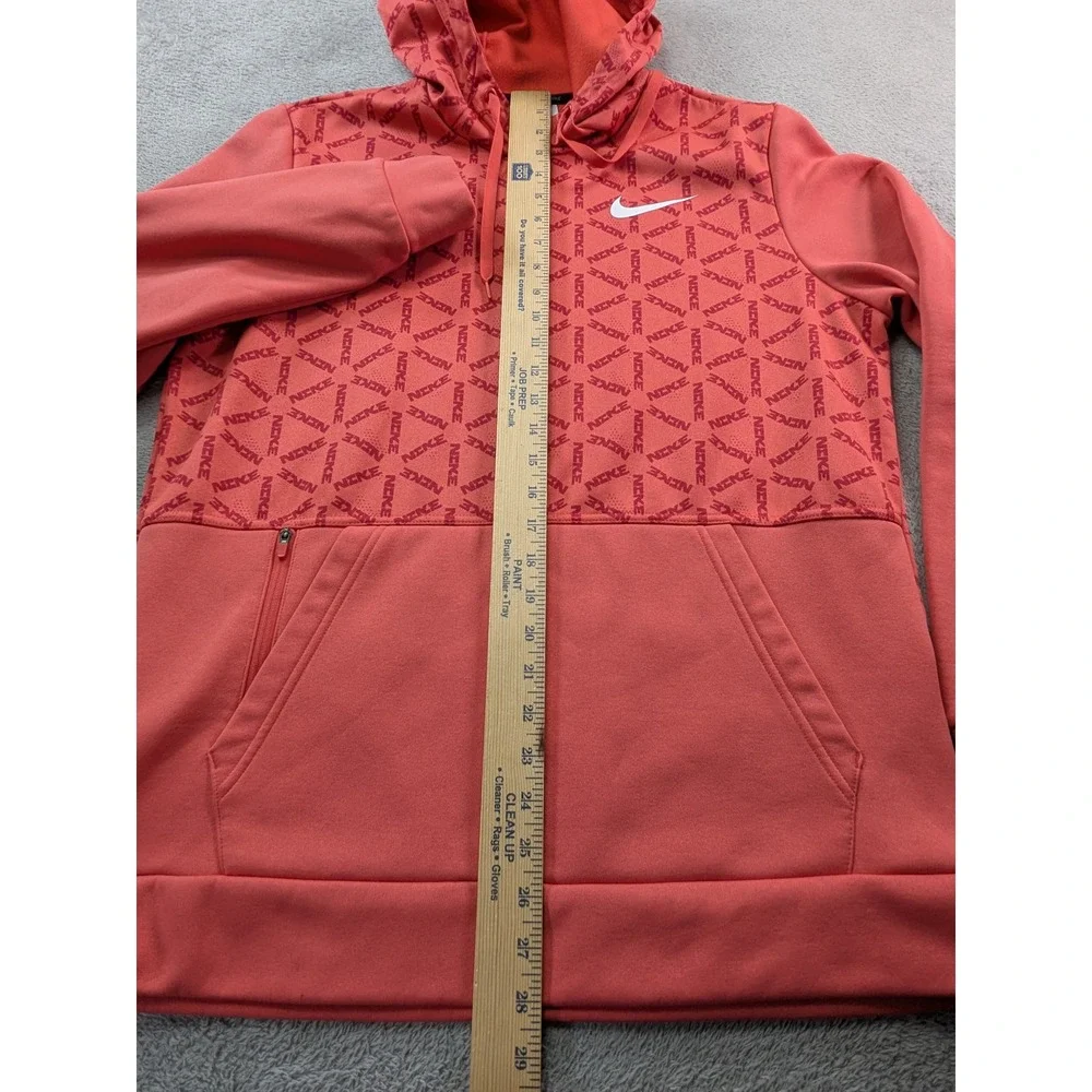 Nike Therma-FIT Mens Medium Salmon All Over Print Logo Pullover Hoodie